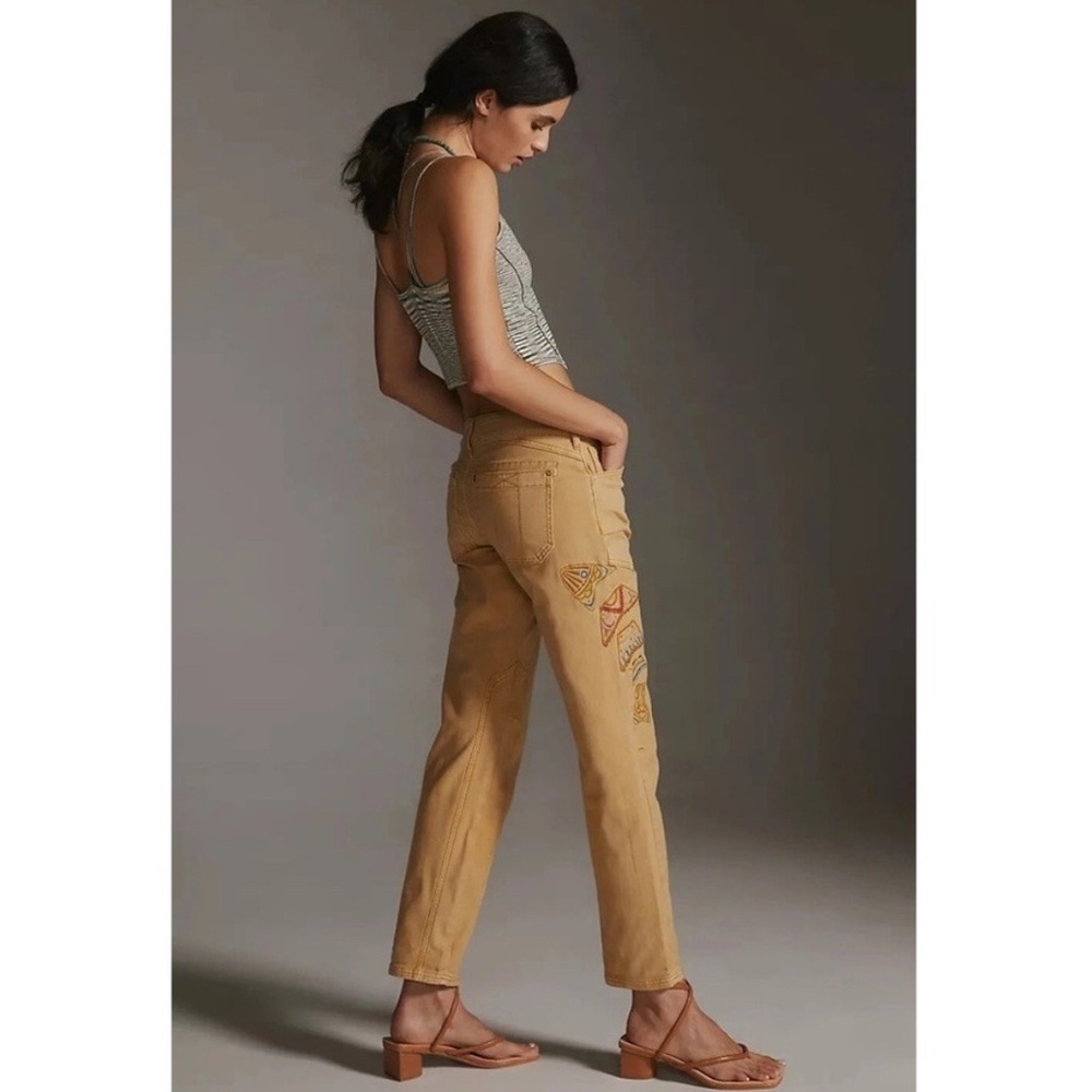 NWT Anthropologie Pilcro The Wanderer Low-Rise Pants Embroidered 26